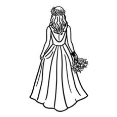 Bride in Wedding Dress with Long Hair