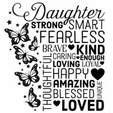 Daughter Butterflies Word Art Wall Art Subway Art