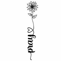 Pray Sunflower Heart Vertical Word