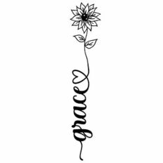 Grace Sunflower Heart Vertical Word