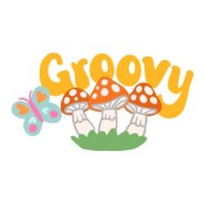 Groovy Sign with Mushrooms
