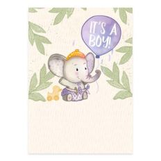 Baby boy Elephant Shower Card Cover