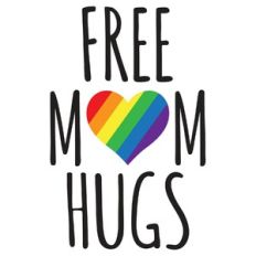 mom hugs rainbow heart