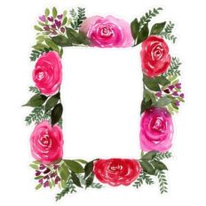 Watercolor Roses Floral Rectangle Frame Print and Cut