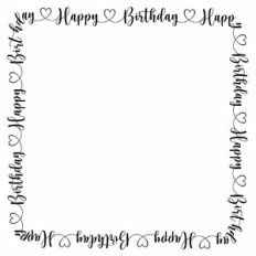 Happy Birthday Heart Square Word Frame