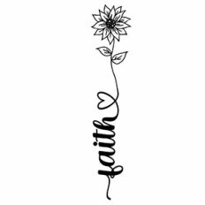 Faith Sunflower Heart Vertical Word