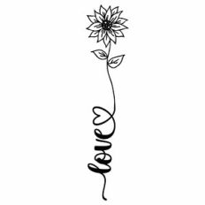 Love Sunflower Heart Vertical Word