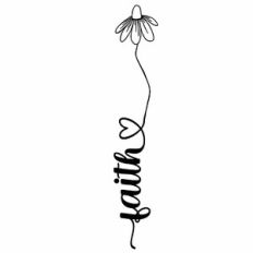 Faith Daisy Heart Vertical Word