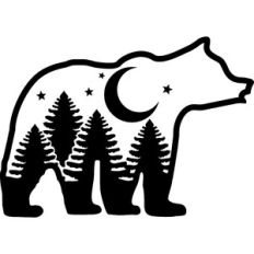 bear pine trees and moon