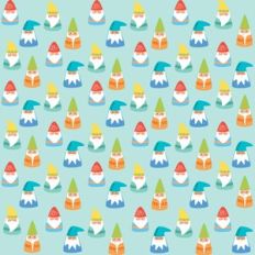 Colorful Gnomes blue background pattern