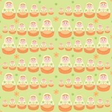 Matryoshka Nesting Dolls orange background pattern