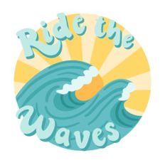 Retro Ride the Waves Surf badge