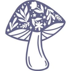 mushroom with leaves and stars