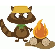 raccoon with campfire