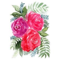 Watercolor Roses Flower Arrangment Print and Cut