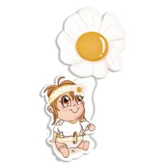 Baby Girl holding daisy balloon print n cut