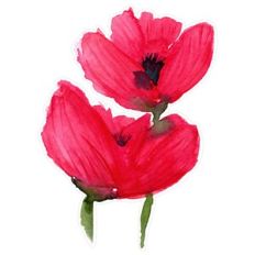 2 Red Abstract Watercolor Poppies Print and Cut