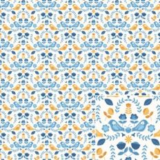 Scandinavian Inspired Folk Art Damask Printable Background