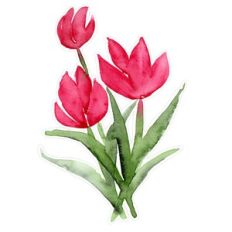 Whimsical Red Watercolor Tulips Print and Cut