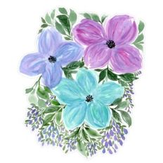 Fantasy Watercolor Flower Arrangement Print and Cut