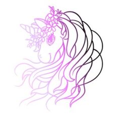 Unicorn face with flowers