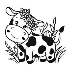 Little cow with flowers