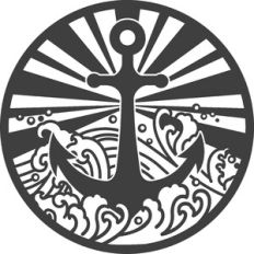 Anchor with Beach Waves