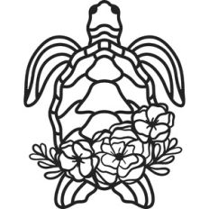 Sea Turtle with Flowers