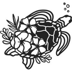 Sea Turtle with Flowers