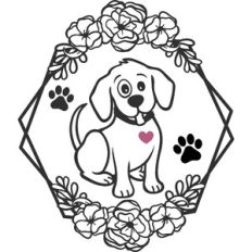 Dog with Flowers