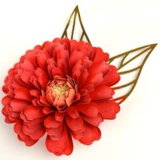ROLLED DAHLIA FLOWER WITH LEAF
