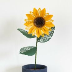 Sunflower with Japanese traditional patterns