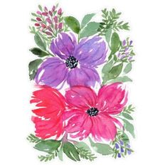 Pink and Purple Watercolor Flower Arrangement Print and Cut