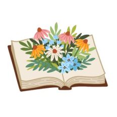 Open Book with Flowers