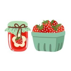 Basket of Strawberries and Jam