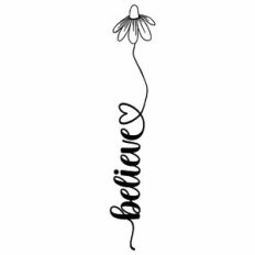 Believe Daisy Heart Vertical Word