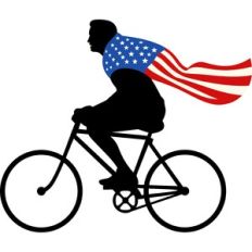 cyclist with flag