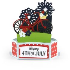Hexagon Pop Up Card Bicycle Patriotic