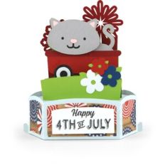Hexagon Pop Up Card Cat Patriotic