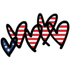 American flag hearts