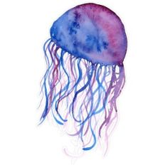 Blue Red Purple Watercolor Jellyfish Print and Cut