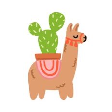 Kawaii Cactus in Llama Planter
