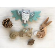 Rabbit Squirrel Owl felt animals sewing pattern