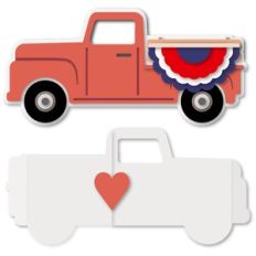 Card Truck Shaped with Patriotic Bunting