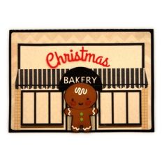 Card Gingerbread Man Bakery Shop 5x7