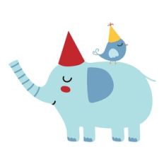 Birthday Elephant and Bird
