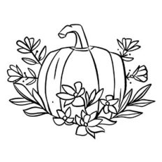 Pumpkin with Flowers svg
