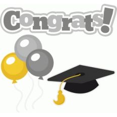 graduation cap with balloons title and confetti
