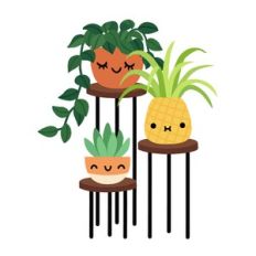 Kawaii House Plants on Stand