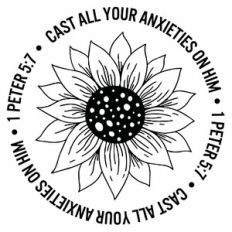 Cast All Your Anxieties On Him Sunflower Circle Quote